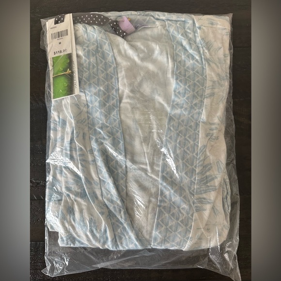 NWT Hale Bob Super Soft Mid Length Blue Leave Print Robe-Bamboo Material-Size M - Picture 5 of 8